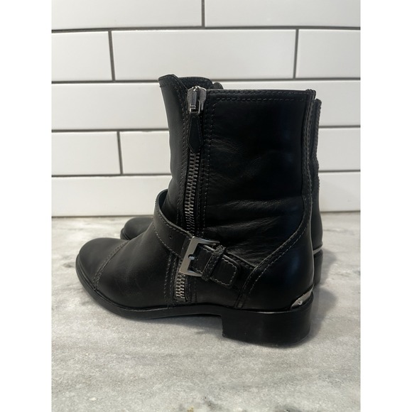 Miu Miu Womens Donna Leather Zip Up Belted Biker Ankle Boots Black Size 39 8.5 - Picture 2 of 14